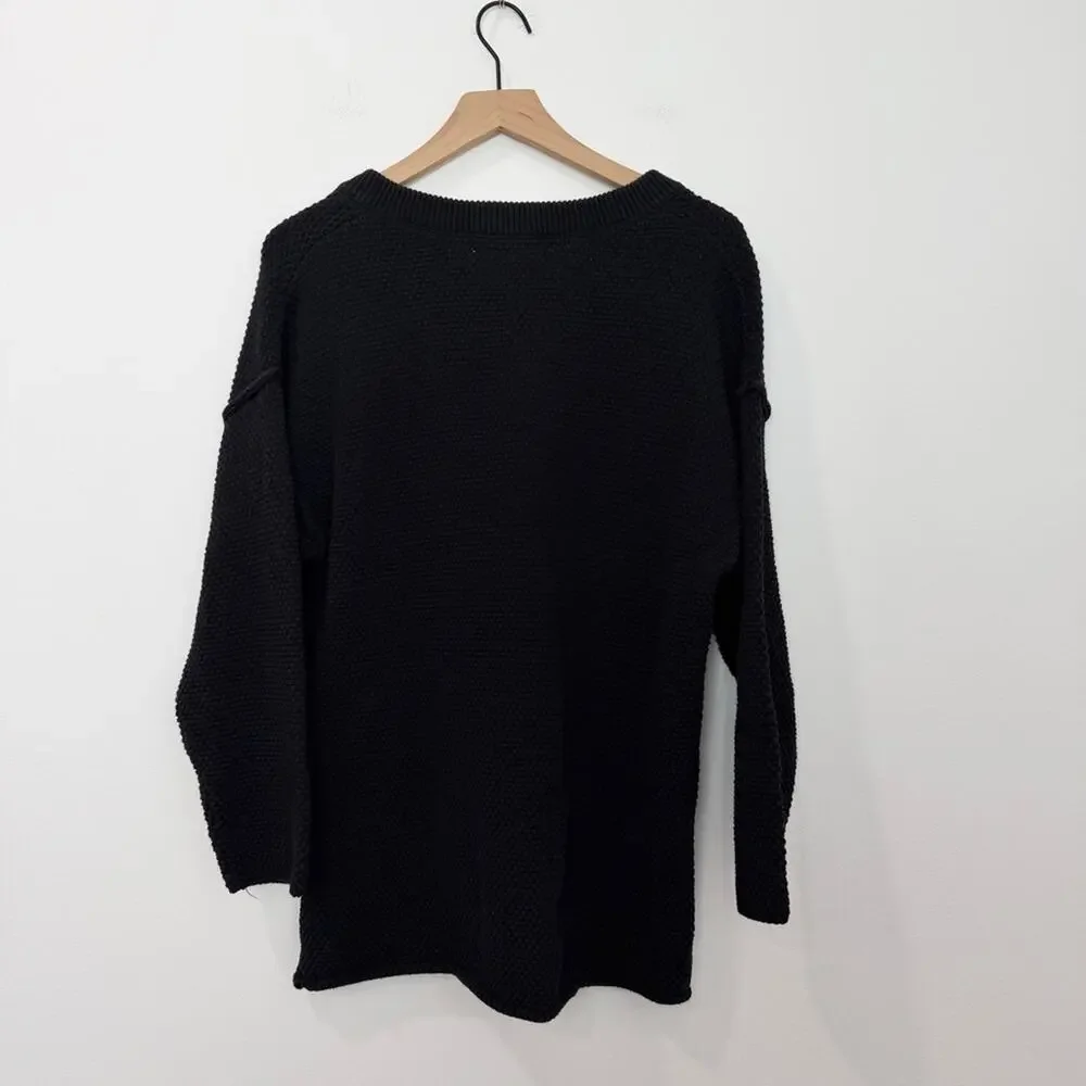 Free People Black Hailee Sweater Wooden Buttons Loungewear Size XS